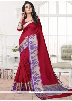 Patch Work Maroon Silk Saree