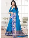 Patch Border Banarasi Silk Saree In Blue