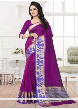 Banarasi Silk Purple Patch Border Work Silk Saree