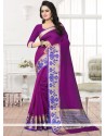 Banarasi Silk Purple Patch Border Work Silk Saree