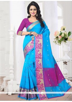 Firozi Patch Border Work Banarasi Silk Saree