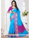 Firozi Patch Border Work Banarasi Silk Saree