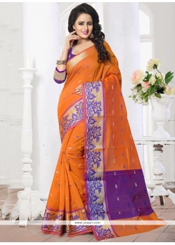 Orange Banarasi Silk Saree