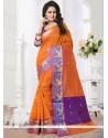 Orange Banarasi Silk Saree