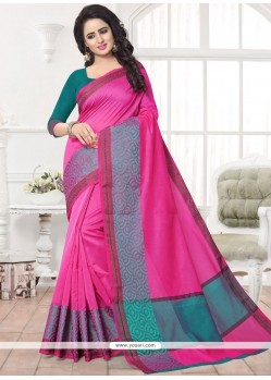 Patch Work Magenta Banarasi Silk Saree