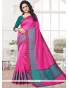 Patch Work Magenta Banarasi Silk Saree