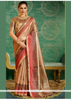 Cream Embroidered Work Designer Saree