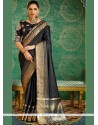 Black Embroidered Work Silk Designer Saree