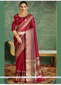 Silk Maroon Designer Saree