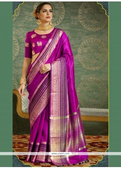 Hand Work Purple Designer Saree