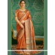 Silk Orange Embroidered Work Designer Saree