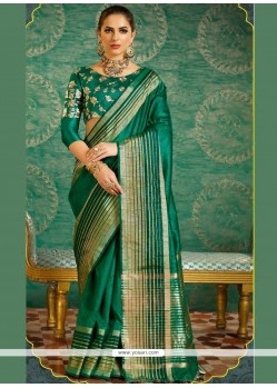 Green Hand Work Silk Designer Saree