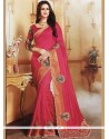 Hot Pink Patch Border Work Banglori Silk Traditional Designer Saree