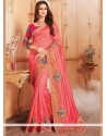 Rose Pink Embroidered Work Banglori Silk Designer Traditional Saree