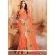 Embroidered Work Peach Traditional Designer Saree