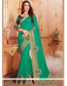 Banglori Silk Sea Green Patch Border Work Designer Traditional Saree