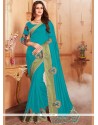 Blue Patch Border Work Traditional Saree