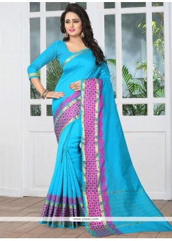 Banarasi Silk Blue Designer Traditional Saree