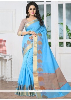 Woven Work Turquoise Banarasi Silk Designer Traditional Saree