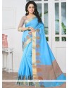 Woven Work Turquoise Banarasi Silk Designer Traditional Saree