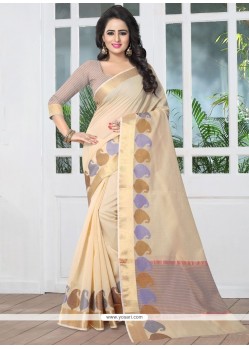 Beige Woven Work Banarasi Silk Traditional Designer Saree