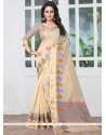 Beige Woven Work Banarasi Silk Traditional Designer Saree