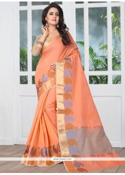 Peach Banarasi Silk Designer Traditional Saree