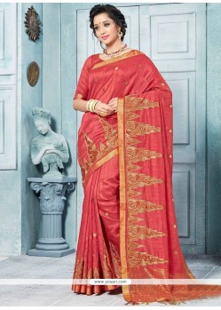 Art Silk Rose Pink Traditional Designer Saree