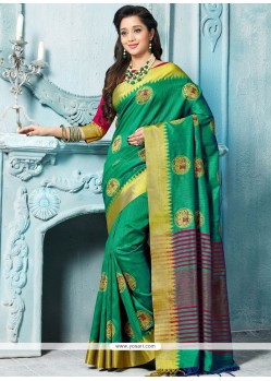 Weaving Work Green Traditional Saree