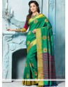 Weaving Work Green Traditional Saree