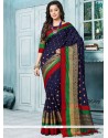 Art Silk Navy Blue Weaving Work Designer Traditional Saree