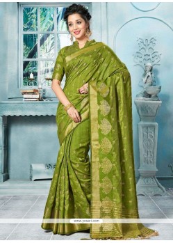 Art Silk Green Weaving Work Designer Traditional Saree