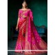 Viscose Hot Pink Resham Work Designer Traditional Saree