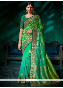 Green Viscose Shaded Saree