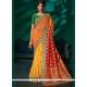 Orange And Yellow Patch Border Work Viscose Shaded Saree