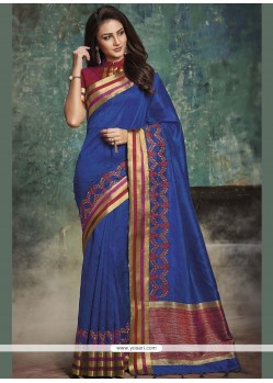 Art Silk Blue Woven Work Designer Traditional Saree