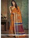 Woven Art Silk Traditional Designer Saree In Orange