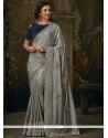 Grey Art Silk Traditional Designer Saree