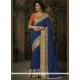 Blue Embroidered Work Jacquard Classic Designer Saree