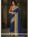 Blue Embroidered Work Jacquard Classic Designer Saree