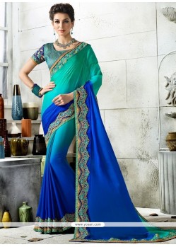 Embroidered Work Art Silk Shaded Saree