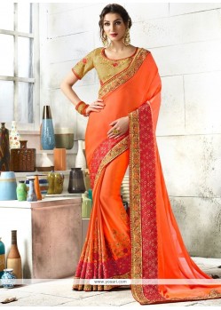 Art Silk Orange Classic Designer Saree