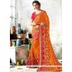 Orange Patch Border Work Art Silk Classic Designer Saree