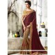 Beige And Maroon Designer Half N Half Saree