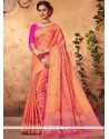 Weaving Work Orange Art Silk Traditional Saree