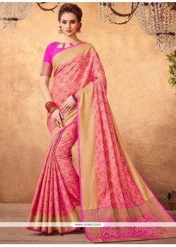 Weaving Work Pink Designer Traditional Saree