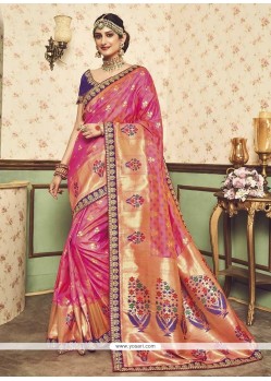 Art Silk Rose Pink Traditional Designer Saree