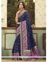 Art Silk Navy Blue Traditional Designer Saree