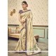 Cream Lace Work Art Silk Designer Traditional Saree