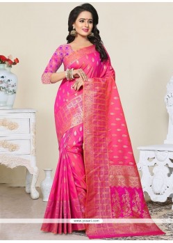 Banarasi Silk Pink Traditional Designer Saree